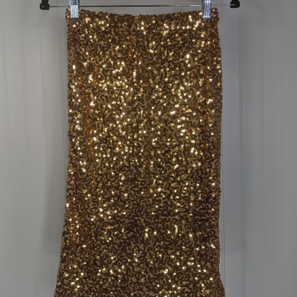 PRETTY GUIDE Gold Sequin Bodycon Pencil Skirt NWT Sz L - Picture 2 of 13
